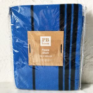 Pottery Barn Teen Blue Black Striped Fleece Pillow Sham - Standard Size NEW